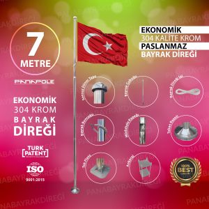7 Metre Paslanmaz Krom Ekonomik Bayrak Direği